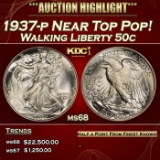 1937-p Walking Liberty Half Dollar Near Top Pop! 50c ms68 SEGS