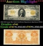 1922 $20 Large Size Gold Certificate Grades xf40 Signatures Speelman/White