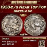 1938-d/s Buffalo Nickel Near Top Pop 5c ms67+ SEGS