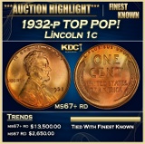 1932-p Lincoln Cent TOP POP! 1c ms67+ rd SEGS