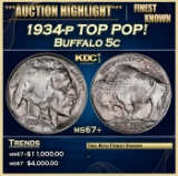 1934-p Buffalo Nickel TOP POP! 5c ms67+ SEGS