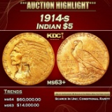 1914-s Gold Indian Half Eagle $5 Select+ Unc USCG
