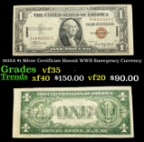 1935A $1 Silver Certificate Hawaii WWII Emergency Currency Grades vf++