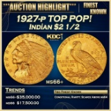 1927-p Gold Indian Quarter Eagle TOP POP! $2 1/2 ms66+ USCG