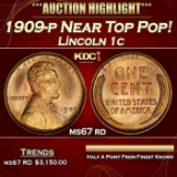 1909-p Lincoln Cent Near Top Pop! 1c ms67 rd SEGS