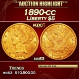 1890-cc Gold Liberty Half Eagle $5 ms63 SEGS