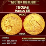 1909-s Gold Indian Half Eagle $5 Choice Unc USCG