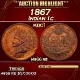 1867 Indian Cent 1c ms66 rb SEGS