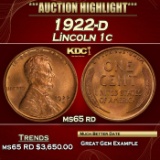 1922-d Lincoln Cent 1c ms65 rd SEGS
