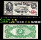 1917 $2 Large Size Legal Tender Note Thomas Jefferson Grades xf45 Signatures Speelman/White