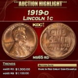 1919-d Lincoln Cent 1c ms65 rd SEGS