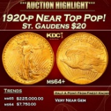 1920-p Gold St. Gaudens Double Eagle Near Top Pop! $20 ms64+ SEGS