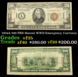 1934A $20 FRN Hawaii WWII Emergency Currency Grades vf++