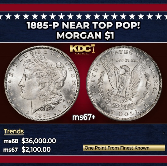 1885-p Morgan Dollar Near Top Pop! $1 ms67+ SEGS
