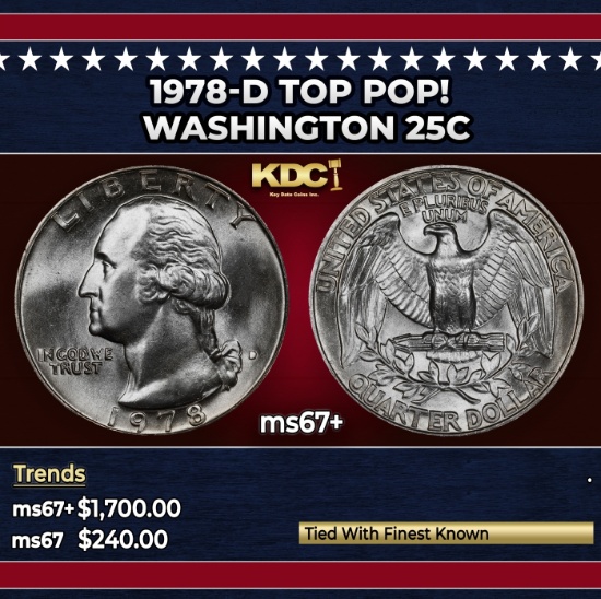 1978-d Washington Quarter TOP POP! 25c ms67+ SEGS