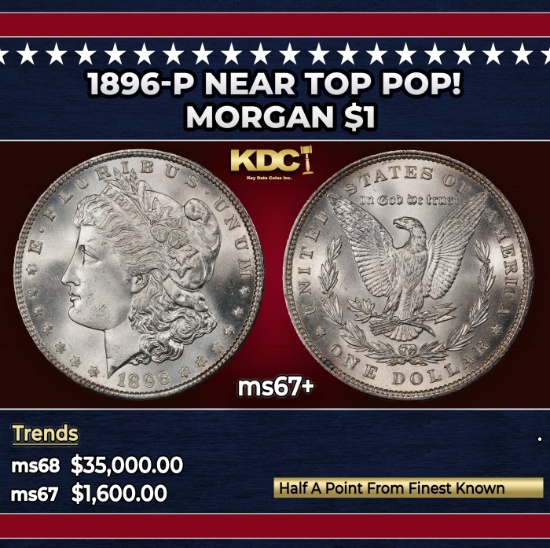 1896-p Morgan Dollar Near Top Pop! $1 ms67+ SEGS