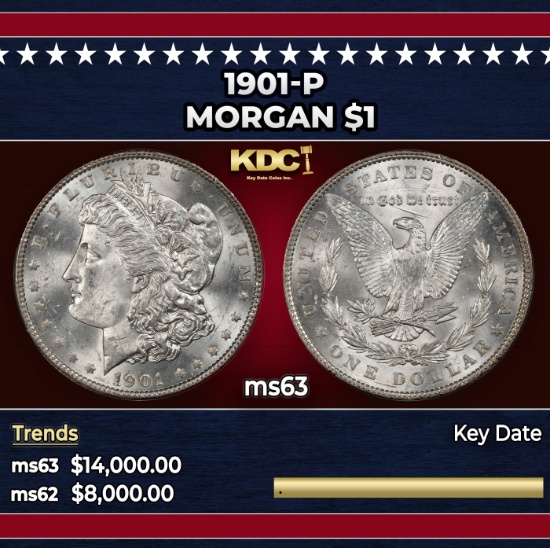 1901-p Morgan Dollar $1 ms63 USCG