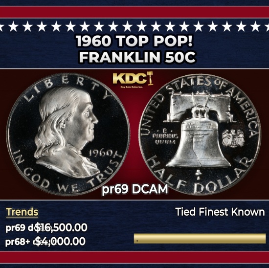 1960 Proof Franklin Half Dollar TOP POP! 50c pr69 DCAM SEGS