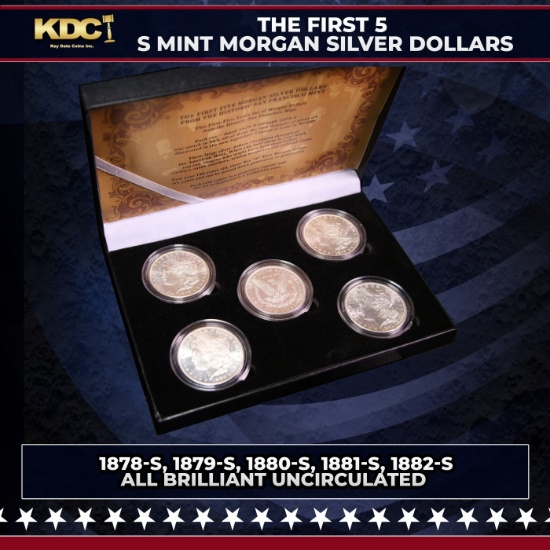 The First 5 San Francisco Mint Morgan Silver Dollar Set, 1878-1882-S ALL UNC