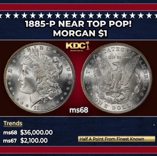 1885-p Morgan Dollar Near Top Pop! $1 ms68 SEGS