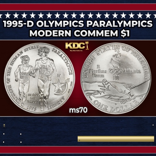 1995-d Olympics Paralympics Modern Commem Dollar $1 ms70 SEGS
