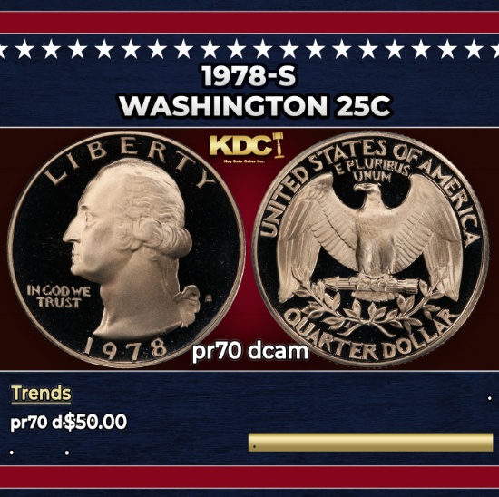 1978-s Proof Washington Quarter 25c pr70 dcam SEGS