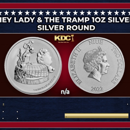 2022 Disney Lady & The Tramp 1oz Silver $2 Niue Grades Ungraded