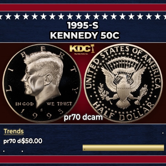 1995-s Proof Kennedy Half Dollar 50c pr70 dcam SEGS
