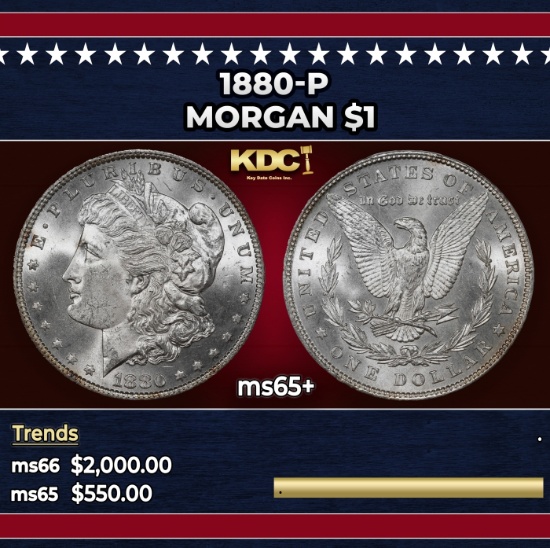 1880-p Morgan Dollar $1 ms65+ SEGS