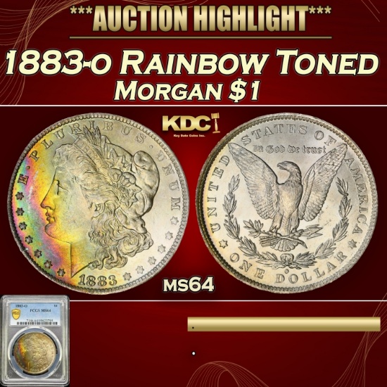 PCGS 1883-o Morgan Dollar Rainbow Toned $1 ms64 PCGS