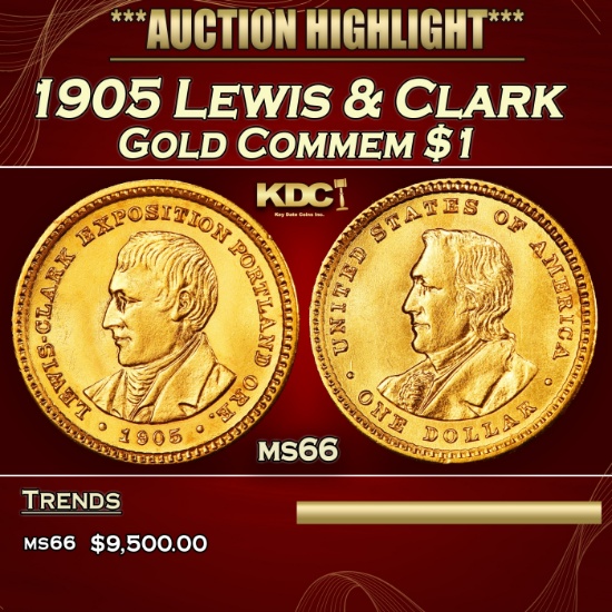 1905 Lewis & Clark Gold Commem Dollar 1 ms66 SEGS