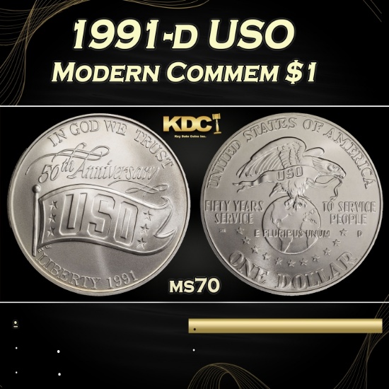 1991-d USO Modern Commem Dollar $1 ms70 SEGS