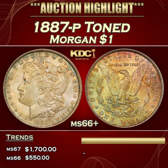 1887-p Morgan Dollar Toned $1 ms66+ SEGS