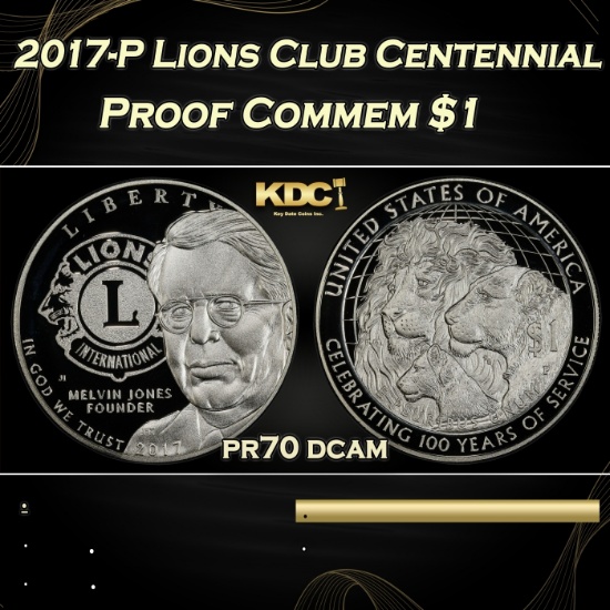 2017-P Lions Club Centennial Proof Modern Commem Dollar $1 pr70 dcam SEGS