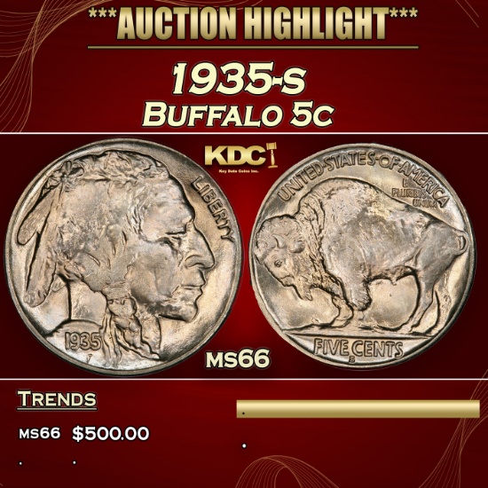 1935-s Buffalo Nickel 5c Grades ms66