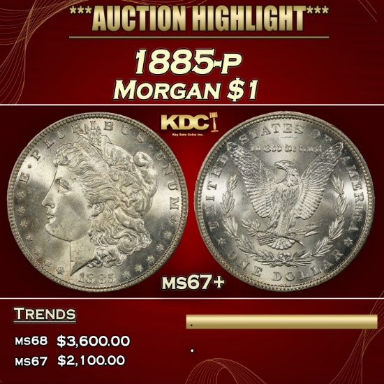 1885-p Morgan Dollar $1 ms67+ SEGS