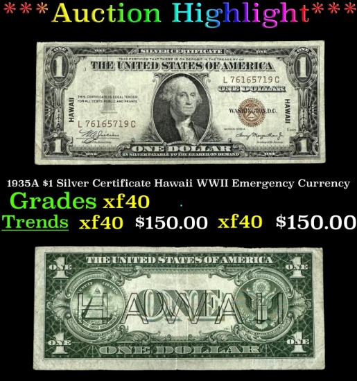 1935A $1 Silver Certificate Hawaii WWII Emergency Currency Grades xf