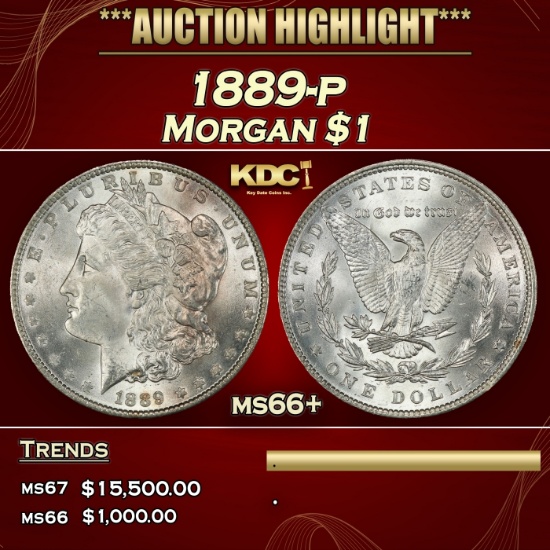 1889-p Morgan Dollar $1 ms66+ SEGS