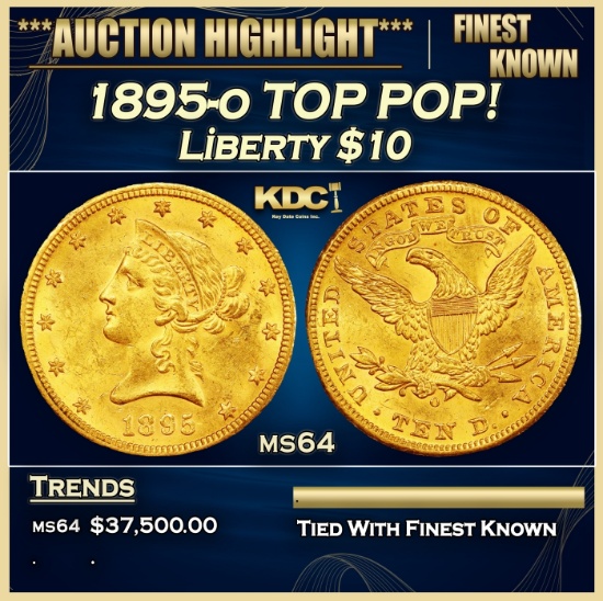 1895-o Gold Liberty Eagle TOP POP! $10 ms64 SEGS
