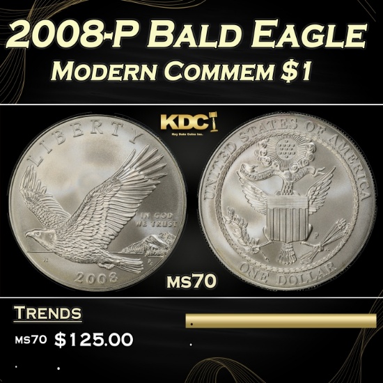 2008-P Bald Eagle Modern Commem Dollar $1 ms70 SEGS