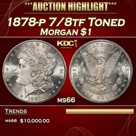1878-p 7/8tf Morgan Dollar Toned $1 ms66 SEGS