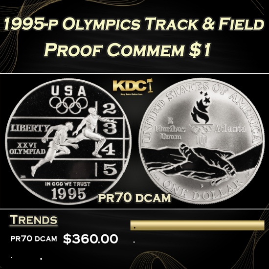 1995-p Olympics Track & Field Proof Modern Commem Dollar $1 pr70 dcam SEGS