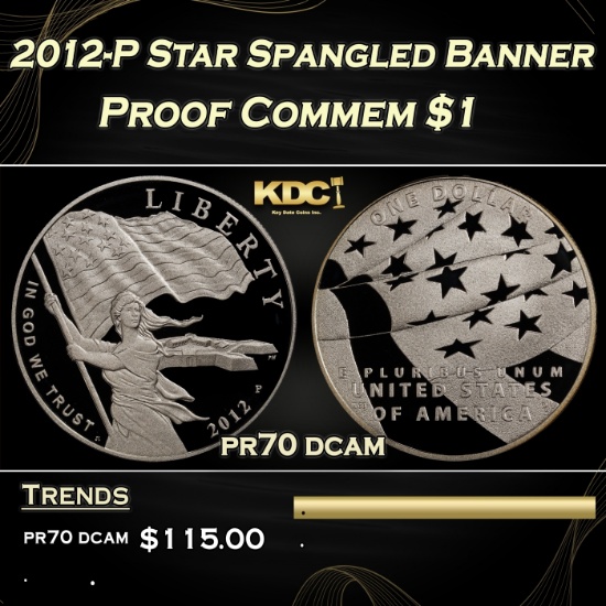 2012-P Star Spangled Banner Proof Modern Commem Dollar $1 pr70 dcam SEGS
