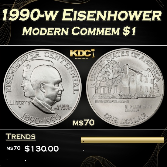1990-w Eisenhower Modern Commem Dollar $1 ms70 SEGS