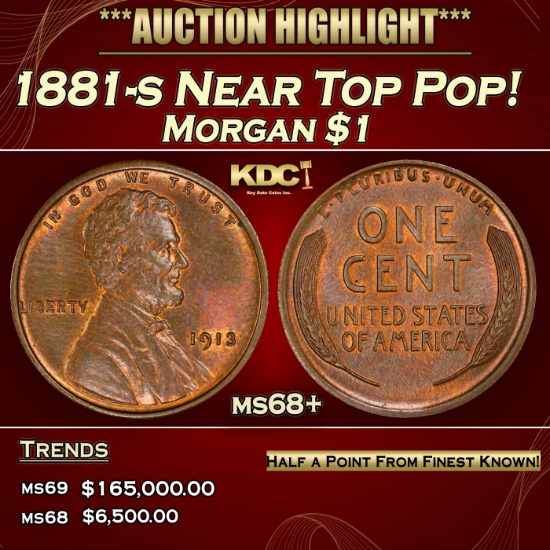 1881-s Morgan Dollar Near Top Pop! $1 ms68+ SEGS