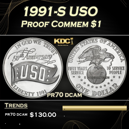 1991-S USO Proof Modern Commem Dollar $1 pr70 dcam SEGS