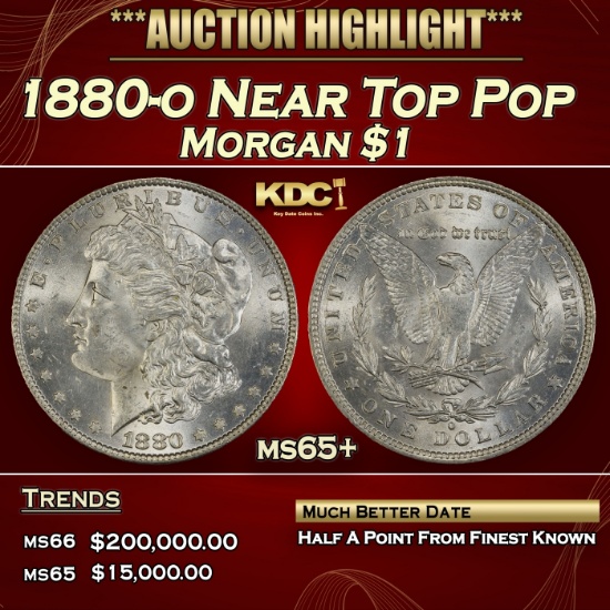 1880-o Morgan Dollar Near Top Pop $1 ms65+ SEGS