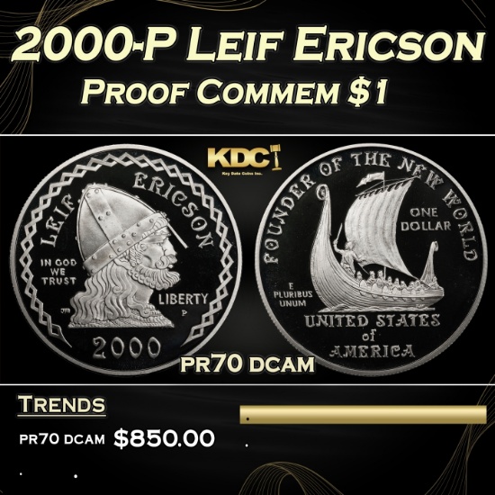 2000-P Leif Ericson Proof Modern Commem Dollar $1 pr70 dcam SEGS