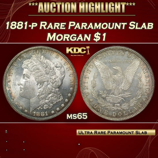 1881-p Morgan Dollar Rare Paramount Slab $1 ms65 Paramount