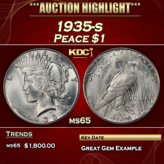 1935-s Peace Dollar $1 ms65 SEGS